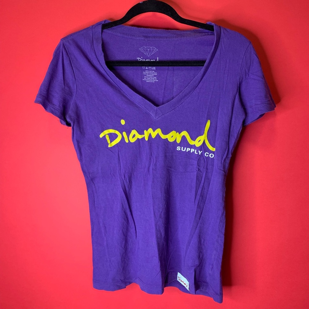 Diamond supply co purple medium v neck